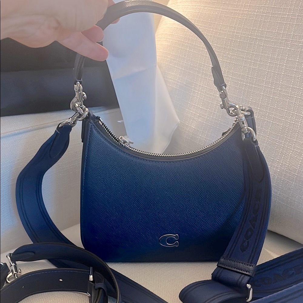 Coach Navy Hobo Crossbody Bag with 2 Straps